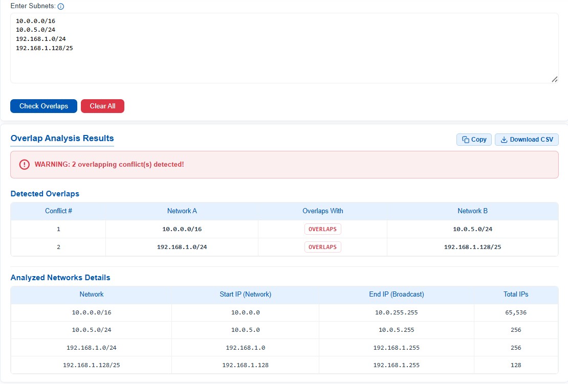 Subnet Overlap Checker