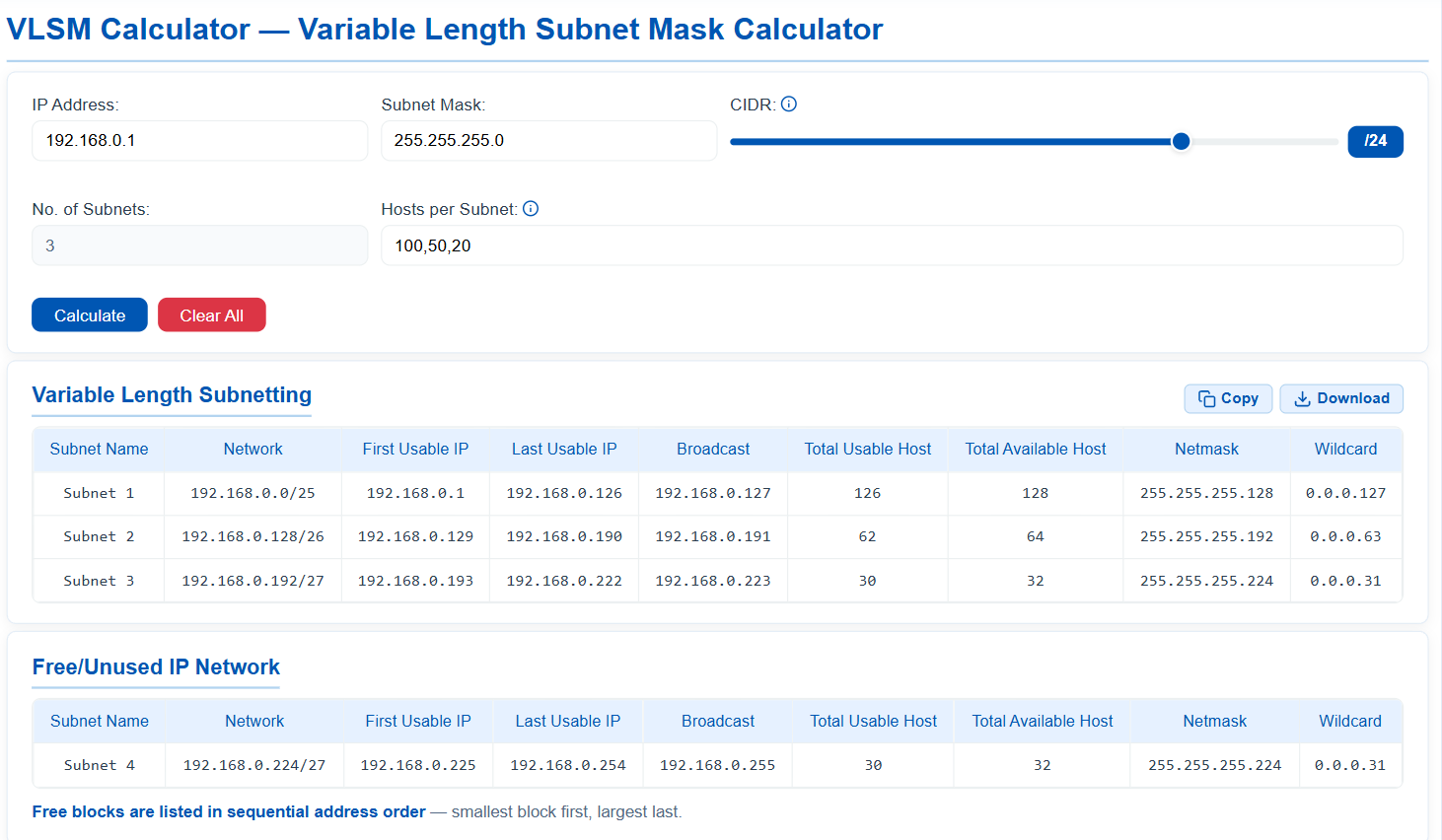 VLSM Calculator